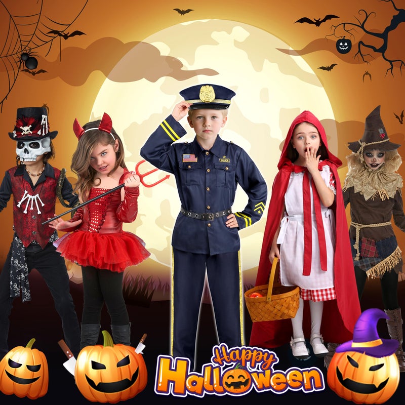 Joycover Police Costume for Kids, Police Officer Costume for Boys & Girls with Uniform and Accessories, Halloween Costumes for Kids Boys, Toddler Dress Up Cop Outfit Set for Halloween Career Day S - Image 5
