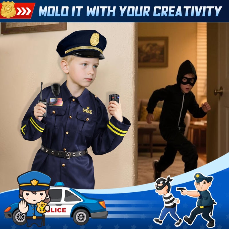 Joycover Police Costume for Kids, Police Officer Costume for Boys & Girls with Uniform and Accessories, Halloween Costumes for Kids Boys, Toddler Dress Up Cop Outfit Set for Halloween Career Day S - Image 4