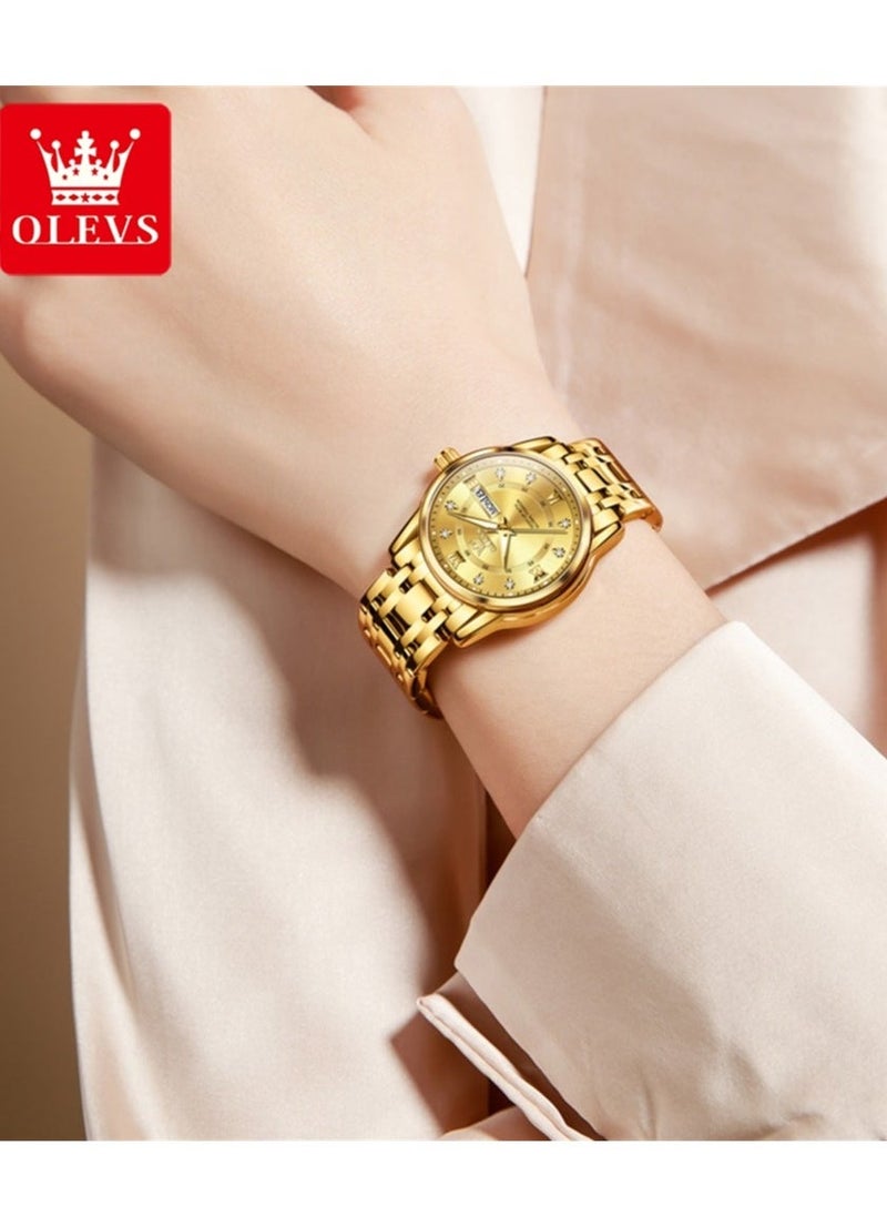 OLEVS Watches for Women Fashion Quartz Stainless Steel Water Resistant Watch Gold 5513 - Image 1