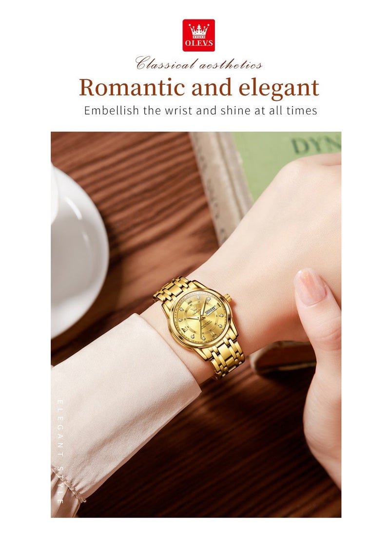 OLEVS Watches for Women Fashion Quartz Stainless Steel Water Resistant Watch Gold 5513 - Image 2