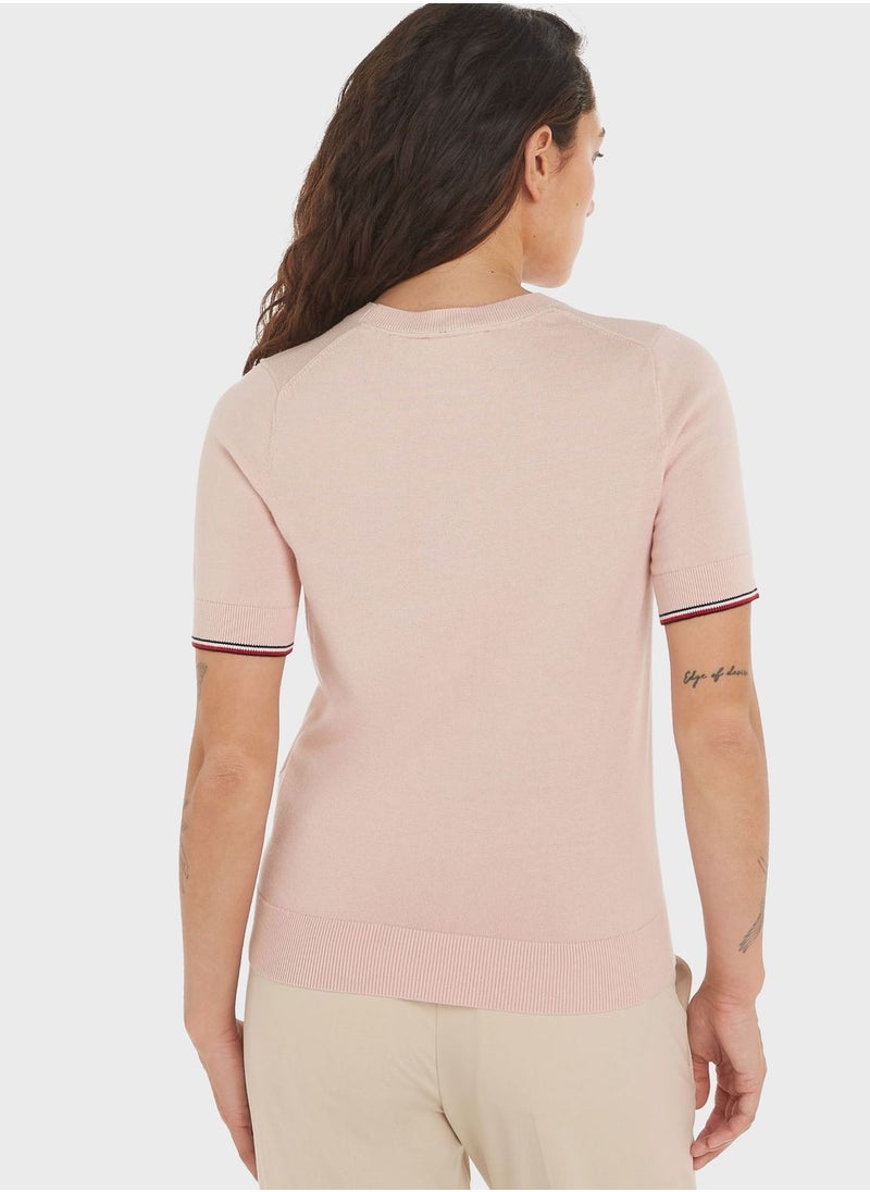 TOMMY HILFIGER - Crew Neck Logo Top - Image 1