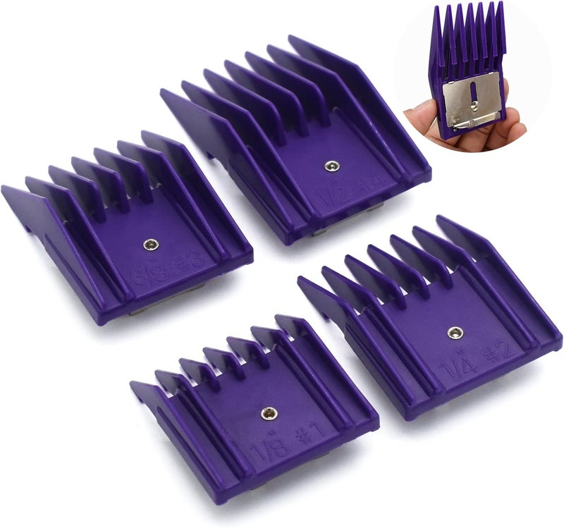 4 Pieces Professional A5 Style Hair Clipper Attachment Guard Guide Cutting Combs Set 76926900 18 14 38 12 Compatible with Oster Classic 76 A5 Andis AG BG Wahl KM Pet GroomersPurple