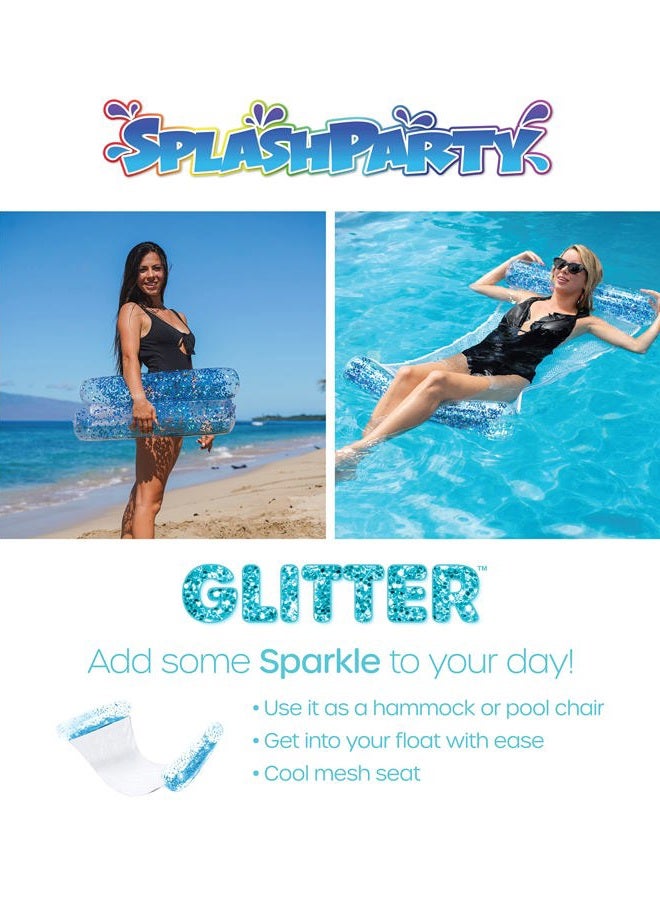 Poolcandy SplashParty Inflatable Pool Hammock with Aqua Glitter - Image 4