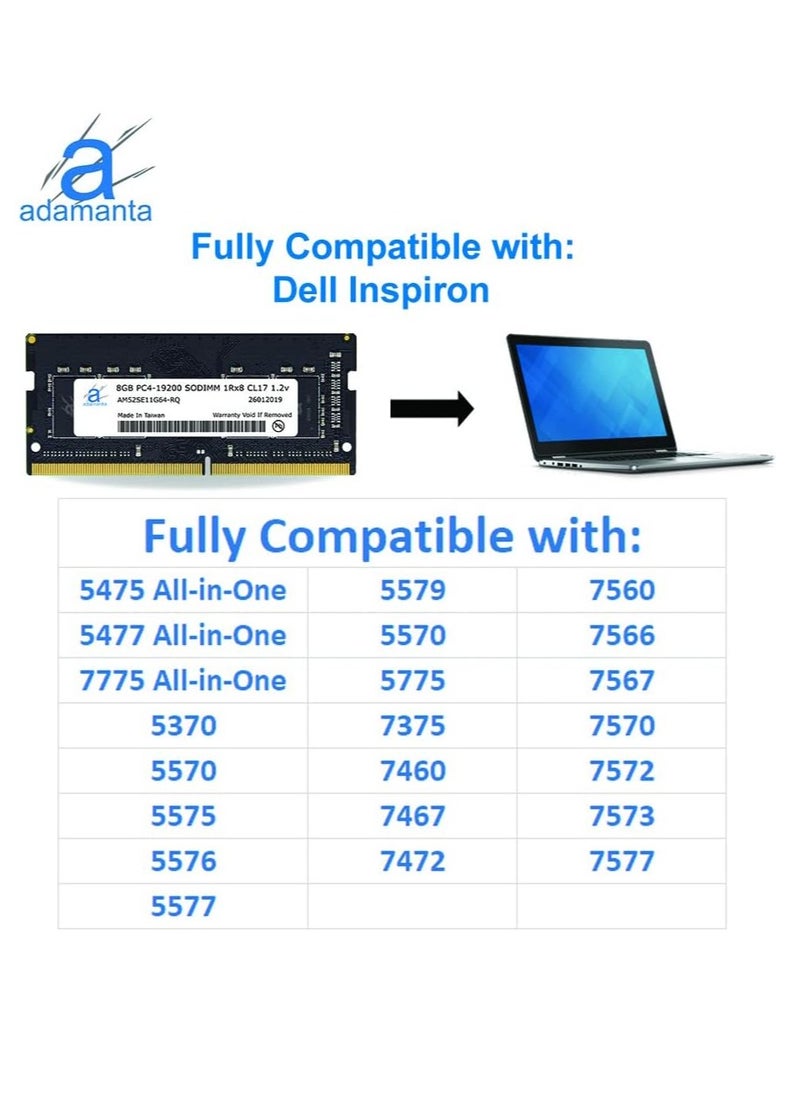Generic Adamanta Factory Original 8GB (1x8GB) Laptop RAM Upgrade Compatible for Dell Alienware, Inspiron, Latitude, Optiplex, Precision, Vostro & XPS DDR4 2400Mhz PC4-19200 SODIMM 1Rx8 CL17 1.2v SNPMKYF9C/8G  - Image 2