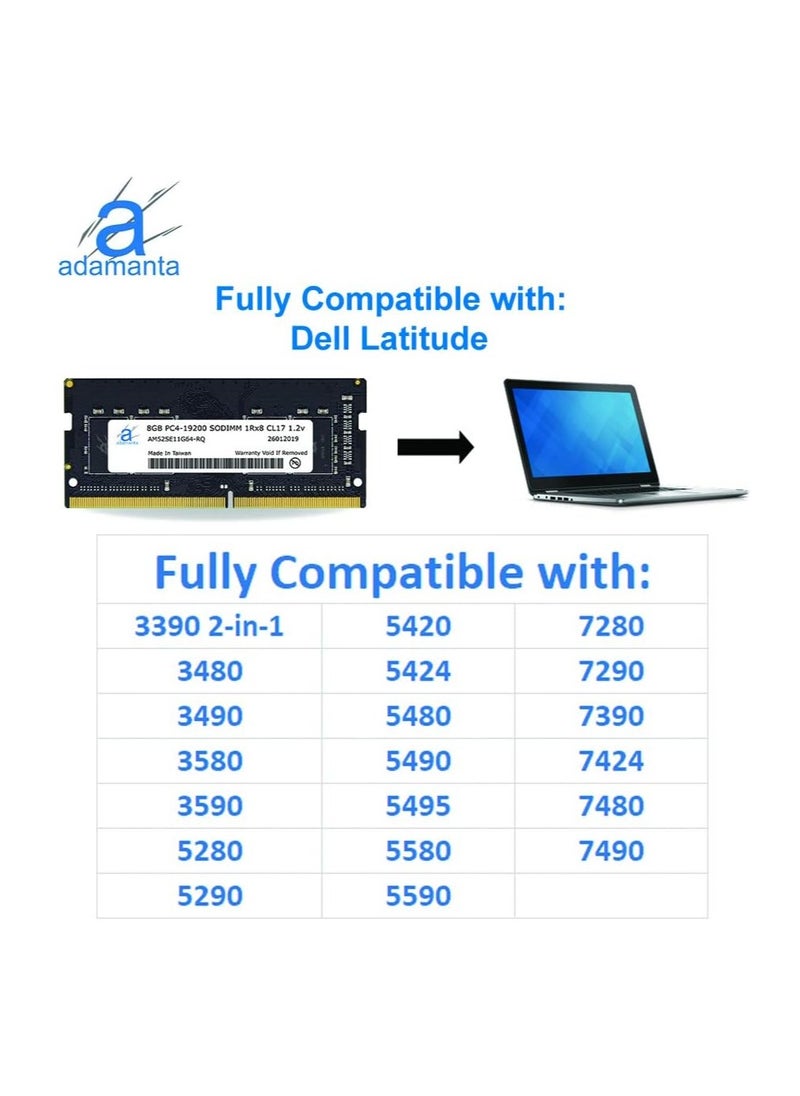 Generic Adamanta Factory Original 8GB (1x8GB) Laptop RAM Upgrade Compatible for Dell Alienware, Inspiron, Latitude, Optiplex, Precision, Vostro & XPS DDR4 2400Mhz PC4-19200 SODIMM 1Rx8 CL17 1.2v SNPMKYF9C/8G  - Image 3
