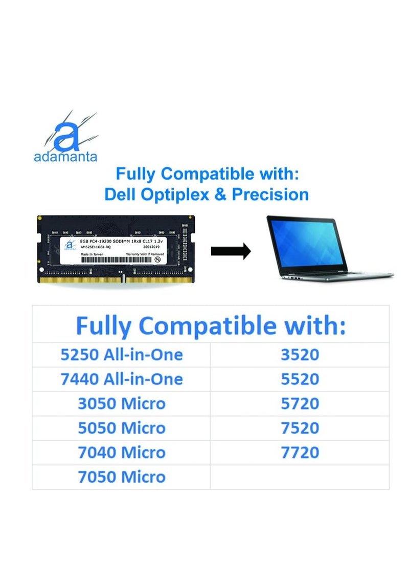 Generic Adamanta Factory Original 8GB (1x8GB) Laptop RAM Upgrade Compatible for Dell Alienware, Inspiron, Latitude, Optiplex, Precision, Vostro & XPS DDR4 2400Mhz PC4-19200 SODIMM 1Rx8 CL17 1.2v SNPMKYF9C/8G  - Image 5
