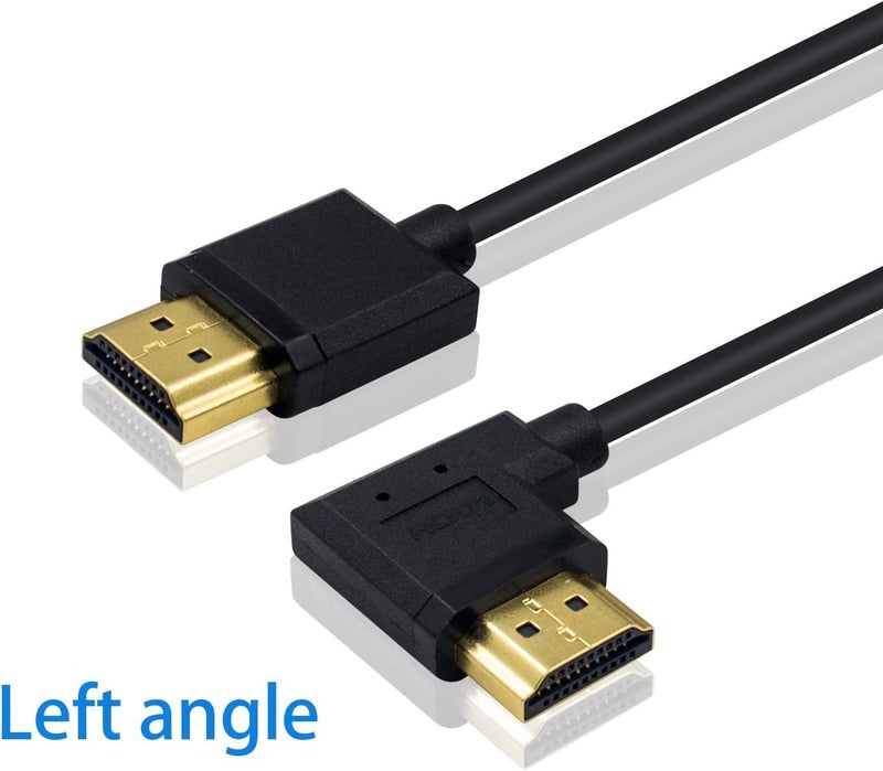 دوتك كابل HDMI 4K من Duttek، كابل تمديد HDMI رفيع للغاية من الذكر إلى الذكر بزاوية يسرى لأجهزة التلفاز ثلاثية الأبعاد وفائقة الدقة 4K، سلك HDMI 2.0 بطول 0.15 متر/6 بوصات - Image 2