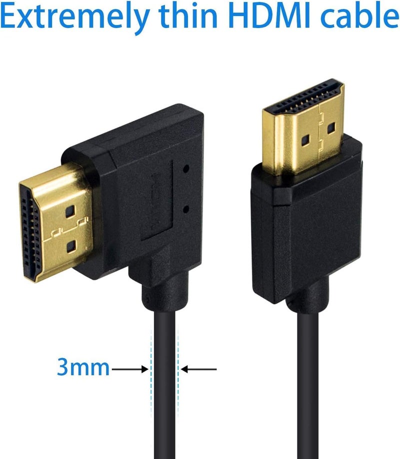 دوتك كابل HDMI 4K من Duttek، كابل تمديد HDMI رفيع للغاية من الذكر إلى الذكر بزاوية يسرى لأجهزة التلفاز ثلاثية الأبعاد وفائقة الدقة 4K، سلك HDMI 2.0 بطول 0.15 متر/6 بوصات - Image 5