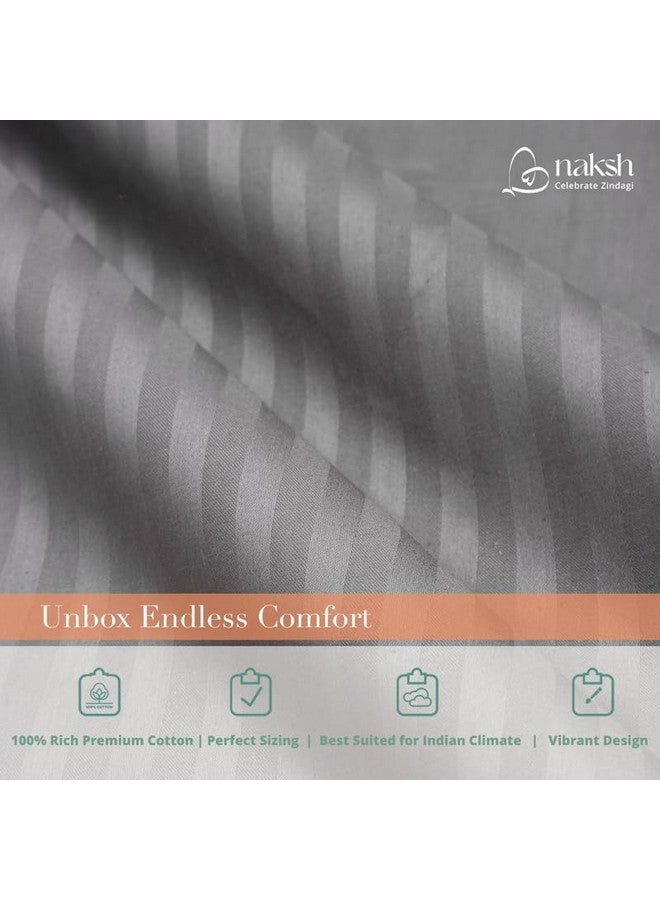 Naksh Single Bedsheet Cotton 210 TC Stripes, Grey | 1 Bedsheet for Single Bed (54 x 90 Inch) and 1 Pillow Cover - Image 3