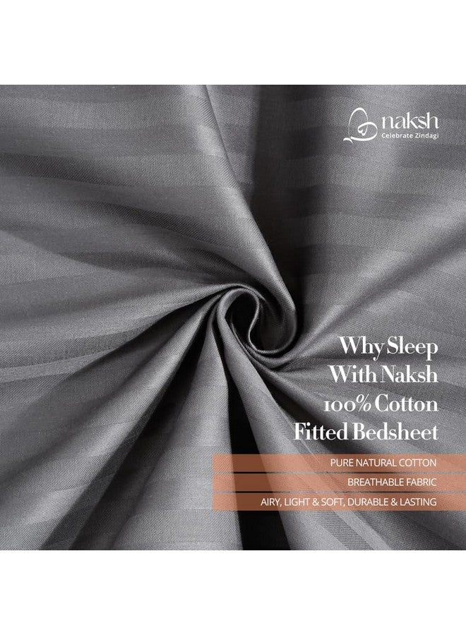 Naksh Single Bedsheet Cotton 210 TC Stripes, Grey | 1 Bedsheet for Single Bed (54 x 90 Inch) and 1 Pillow Cover - Image 2
