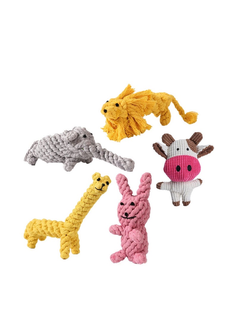 لدغة مقاومة طحن الأسنان نظيفة القطن حبل الحيوانات الأليفة لعبة الذاتي عاب لدغة البقرة أرنب الأسد الفيل الزرافة 5 الحيوانات الأليفة ازياء - Image 1