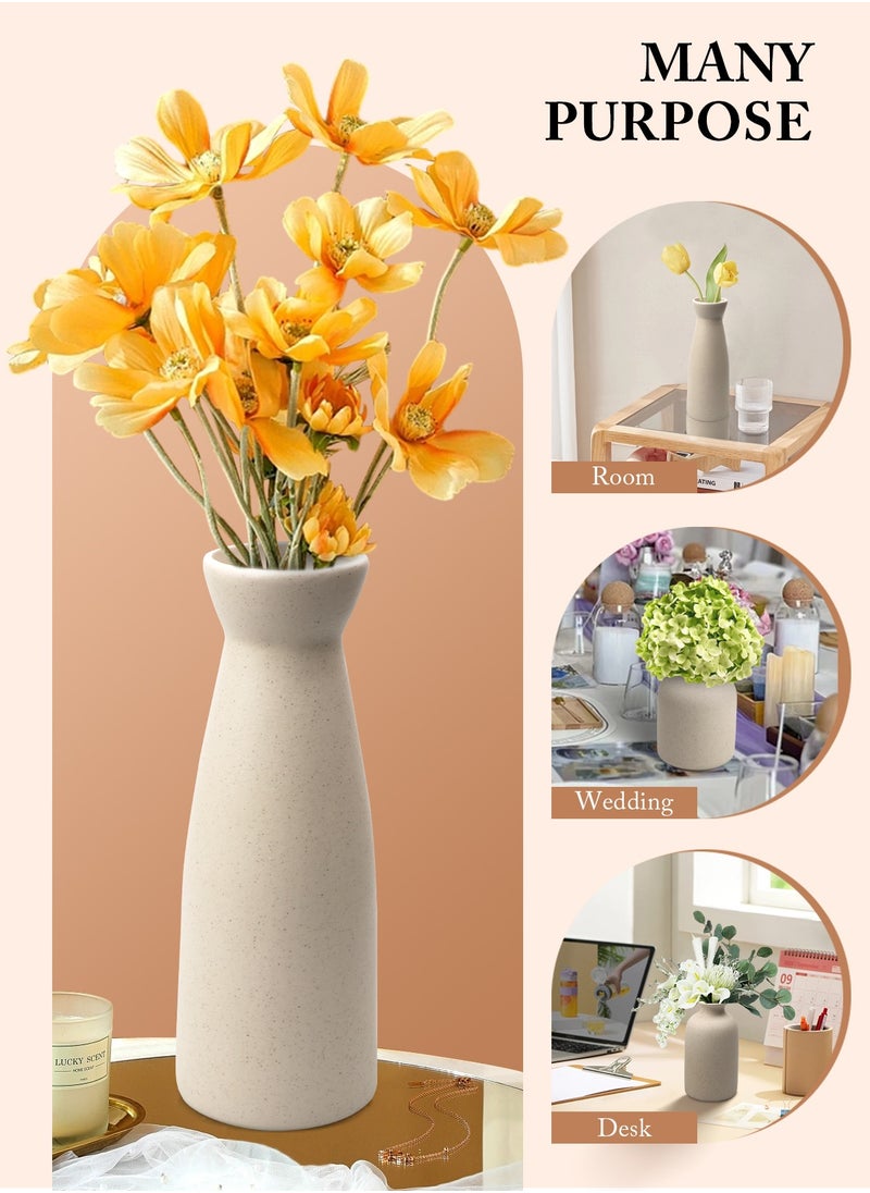 URbazaar - Ceramic vase Set-3 Small Flower vases for Decor,Modern Home Decor, Vases for Decor,Pampas Grass Vase,Dried Flowers Vases,Living Room,Table Shelf, Centerpieces Decoration(Beige) - Image 1