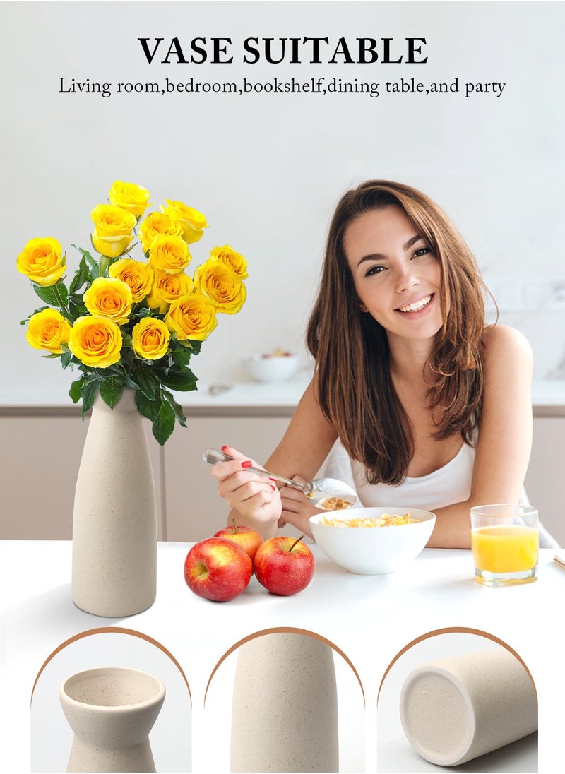 URbazaar - Ceramic vase Set-3 Small Flower vases for Decor,Modern Home Decor, Vases for Decor,Pampas Grass Vase,Dried Flowers Vases,Living Room,Table Shelf, Centerpieces Decoration(Beige) - Image 1