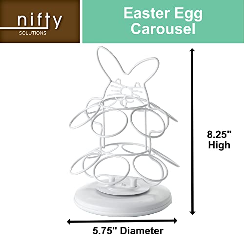 Nifty Solutions Nifty Easter Egg Carousel - White Powder Coat Finish, Spins 360-Degrees, Kitchen Centerpiece Display Stand, Decorative Egg Holder, Lazy Susan Platform - Image 4