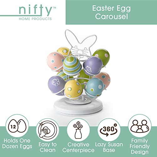 Nifty Solutions Nifty Easter Egg Carousel - White Powder Coat Finish, Spins 360-Degrees, Kitchen Centerpiece Display Stand, Decorative Egg Holder, Lazy Susan Platform - Image 2