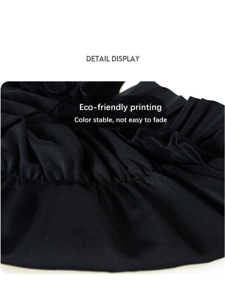 قبعة السباحة سريعة التجفيف مكشكشة حافة قبعة سباحة سوداء للنساء ذات الشعر الطويل - Image 5