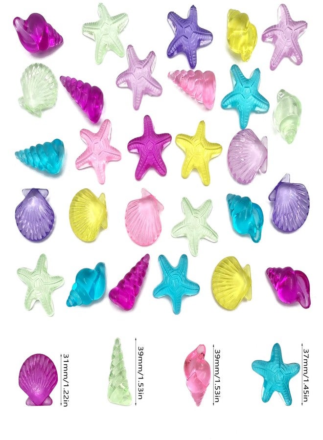 Zalaxt 4 Styles 100 pcs Acrylic Ocean Sea Shells Assorted Seashells Starfish Conch for Beach Theme Party, Wedding Decoration, Scatter Table Vase Fillers Home Decoration 1.1 Pound - Image 3