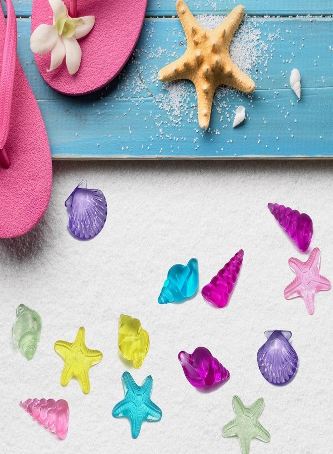 Zalaxt 4 Styles 100 pcs Acrylic Ocean Sea Shells Assorted Seashells Starfish Conch for Beach Theme Party, Wedding Decoration, Scatter Table Vase Fillers Home Decoration 1.1 Pound - Image 5