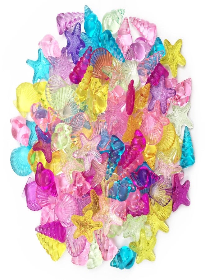 Zalaxt 4 Styles 100 pcs Acrylic Ocean Sea Shells Assorted Seashells Starfish Conch for Beach Theme Party, Wedding Decoration, Scatter Table Vase Fillers Home Decoration 1.1 Pound - Image 4