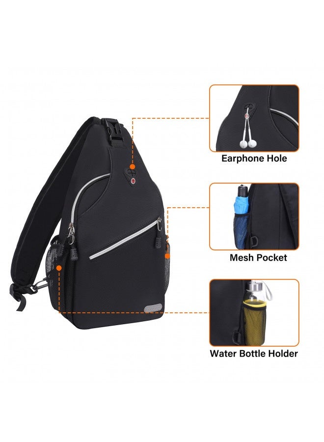 Mosiso Sling Backpack, Multipurpose Crossbody Shoulder Bag Travel Hiking Daypack, Black, Medium - Image 4