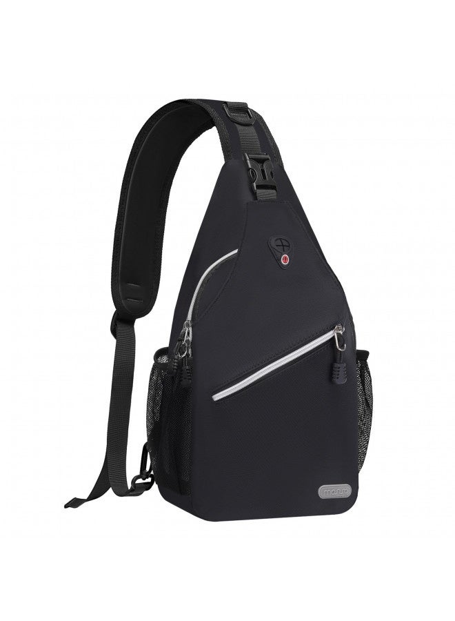 Mosiso Sling Backpack, Multipurpose Crossbody Shoulder Bag Travel Hiking Daypack, Black, Medium - Image 3