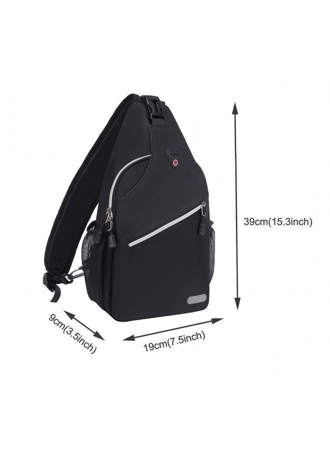 Mosiso Sling Backpack, Multipurpose Crossbody Shoulder Bag Travel Hiking Daypack, Black, Medium - Image 2