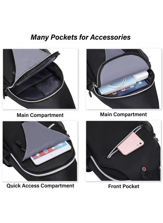 Mosiso Sling Backpack, Multipurpose Crossbody Shoulder Bag Travel Hiking Daypack, Black, Medium - Image 1