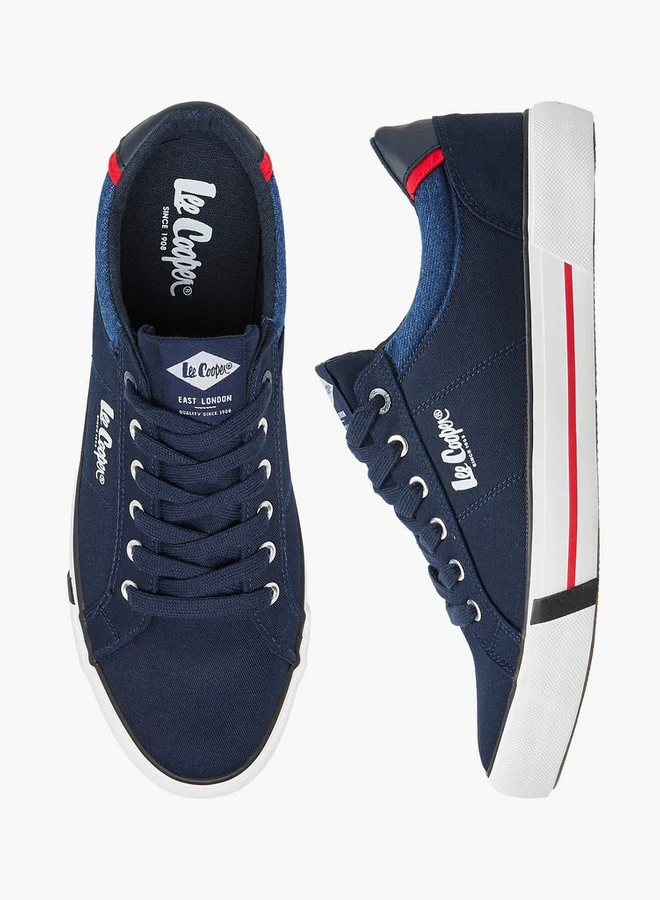 لي كوبر Men's Logo Detail Lace-Up Sneakers