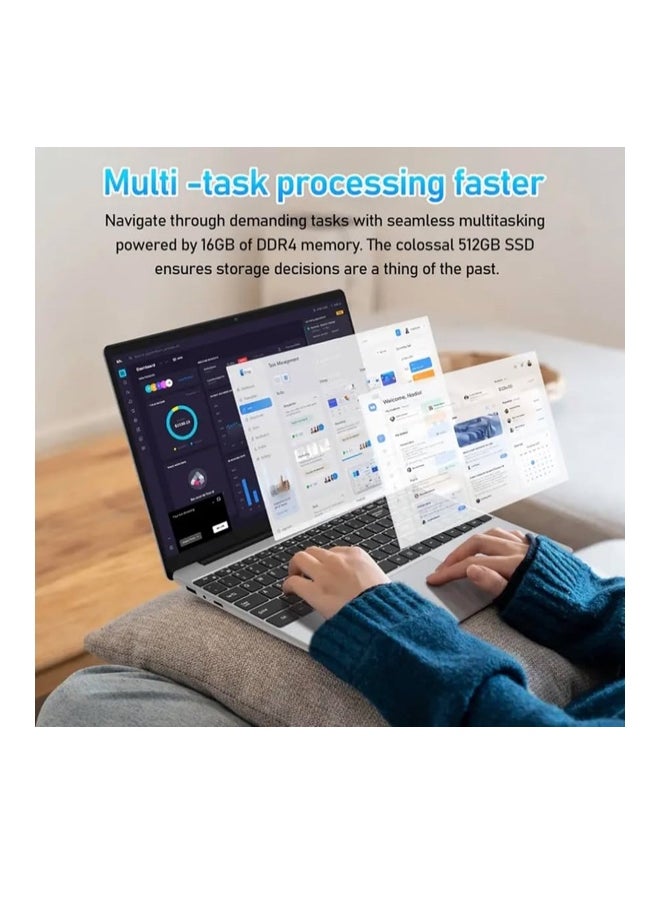 Auusda 15 inch Laptop with Fingerprint Log-In, 16GB DDR4 for RAM, 512GB SSD, Intel N95 Processor (Up to 3.4 GHz), HD Webcam, Mini HDTV, USB-A Ports Business and gaming laptop  - Image 3