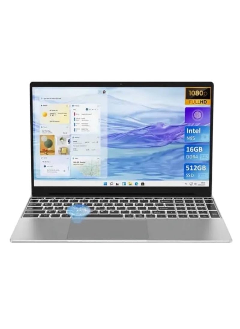 Auusda 15 inch Laptop with Fingerprint Log-In, 16GB DDR4 for RAM, 512GB SSD, Intel N95 Processor (Up to 3.4 GHz), HD Webcam, Mini HDTV, USB-A Ports Business and gaming laptop  - Image 2