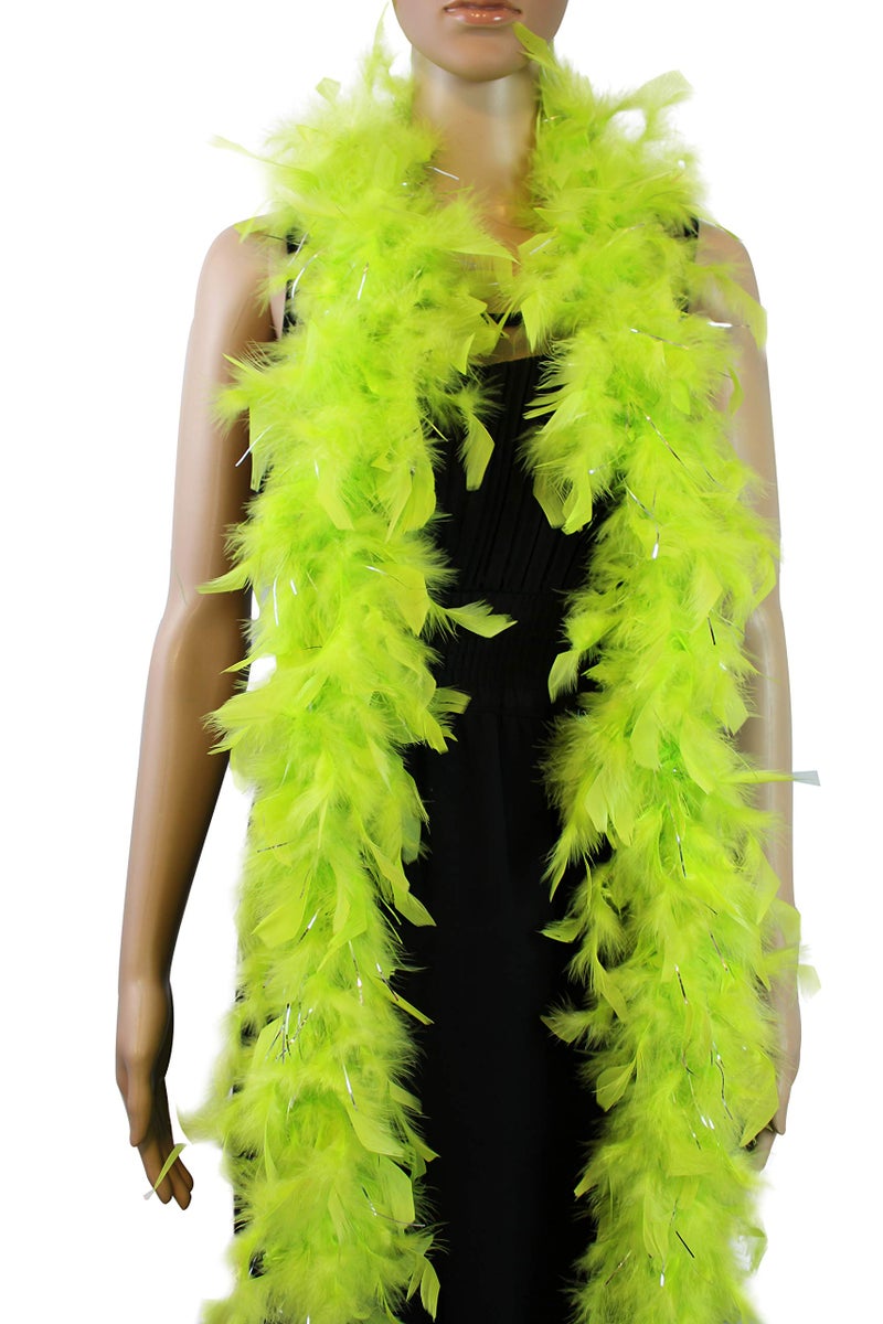 Flydreamfeathers 40 Gram 72 Long Turkey Chandelle Feather Boa Dancing Wedding Crafting Party Dress Up Halloween Costume Decorationlime green color 