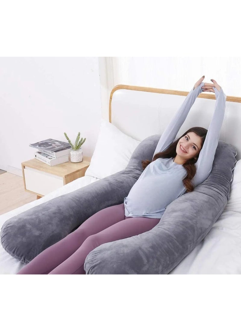 F.A.M.S U Shape Velvet Pregnancy Pillow - Luxurious Maternity Support Pillow for Comfort and Back Relief  - Image 3