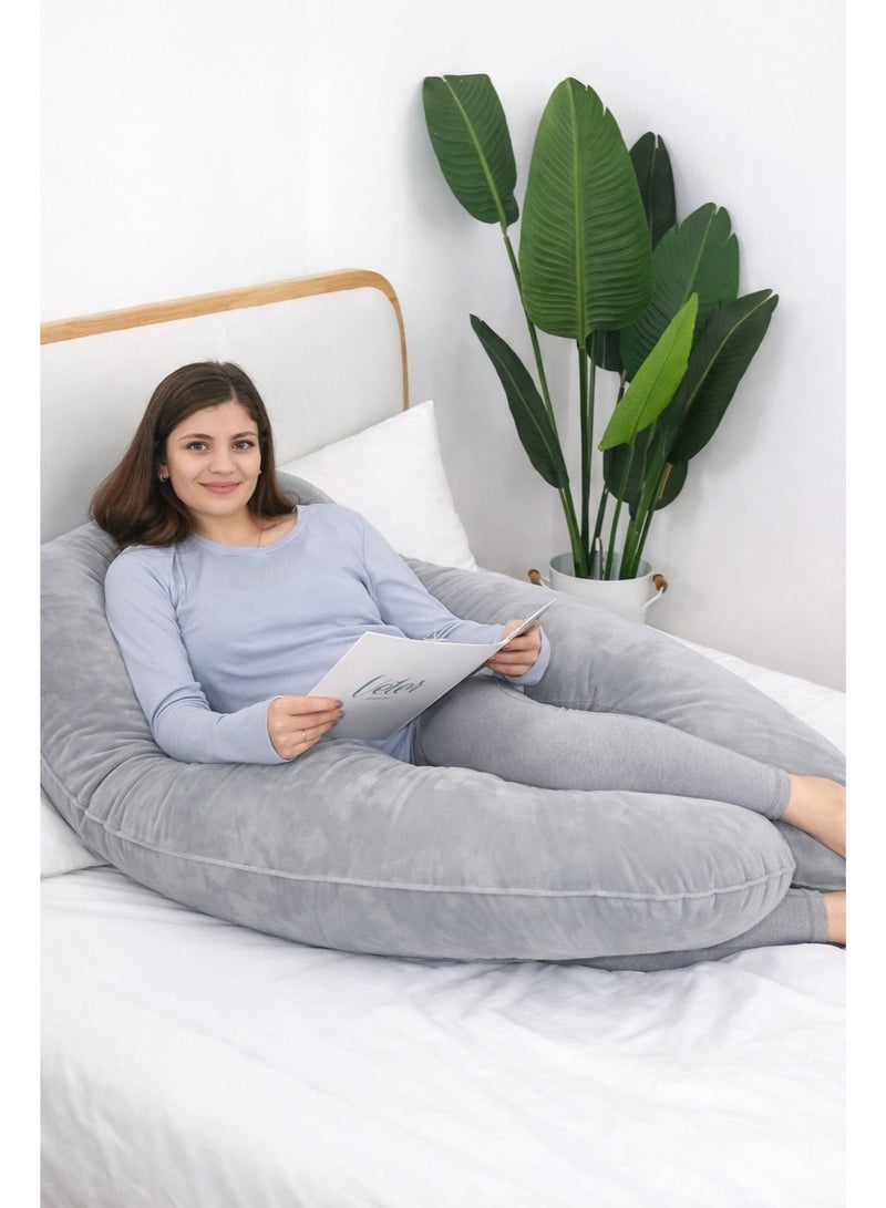 F.A.M.S U Shape Velvet Pregnancy Pillow - Luxurious Maternity Support Pillow for Comfort and Back Relief - Image 3