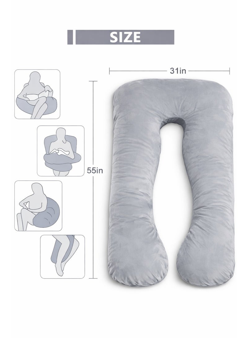 F.A.M.S U Shape Velvet Pregnancy Pillow - Luxurious Maternity Support Pillow for Comfort and Back Relief - Image 5