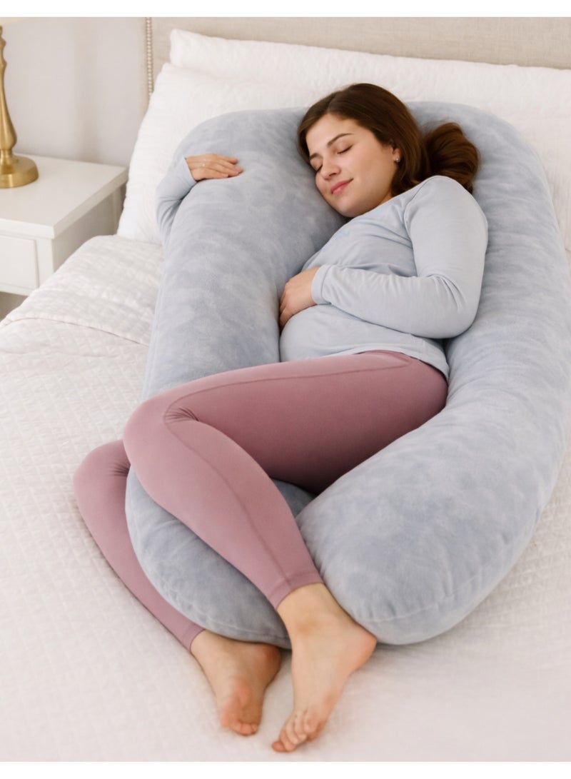 F.A.M.S U Shape Velvet Pregnancy Pillow - Luxurious Maternity Support Pillow for Comfort and Back Relief - Image 1
