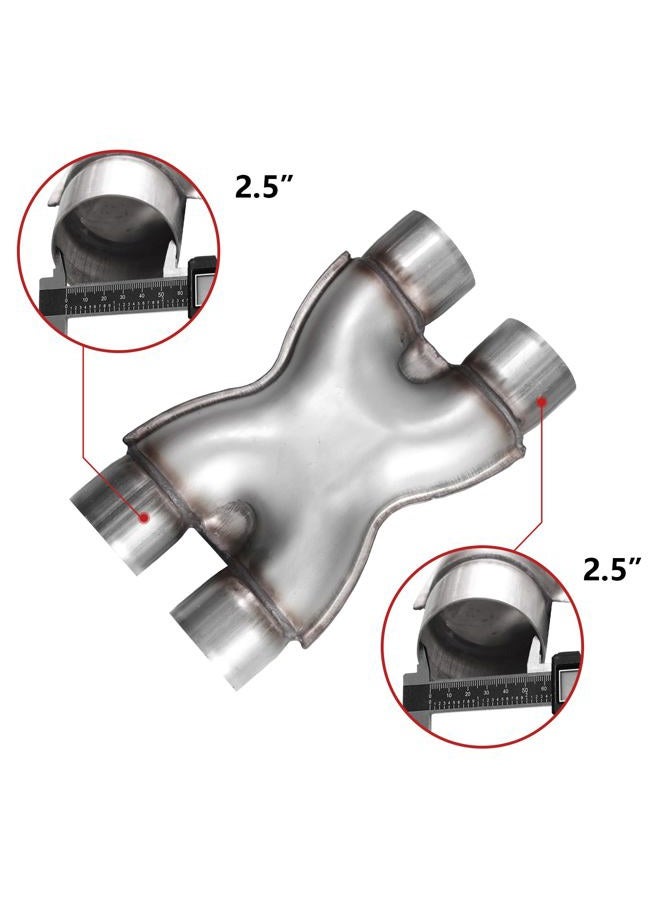 TECTRUC Exhaust X Pipe 2.5 Inch Inlet,Stainless Steel Universal Exhaust X Pipe 2.5" Inlet 2.5" Outlet 12" Long for Smoother Exhaust,Dual 2 1/2 Inch Crossover X Pipe Exhaust Tip - Image 4
