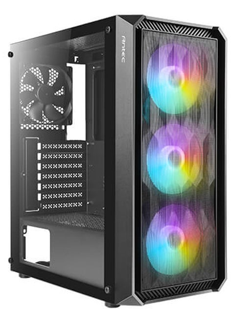 Antec NX292 Mid Tower ARGB Gaming Case, Tempered Glass Side Panel, 3x 120mm ARGB Fans, ARGB Fan Hub, Up to 360mm Radiator Support, Optimized Airflow, Tool-Free Design, Cable Management, GPU Support Bracket, Front I/O with USB 3.0, ARGB Lighting Effects, Black | NX292 ARGB