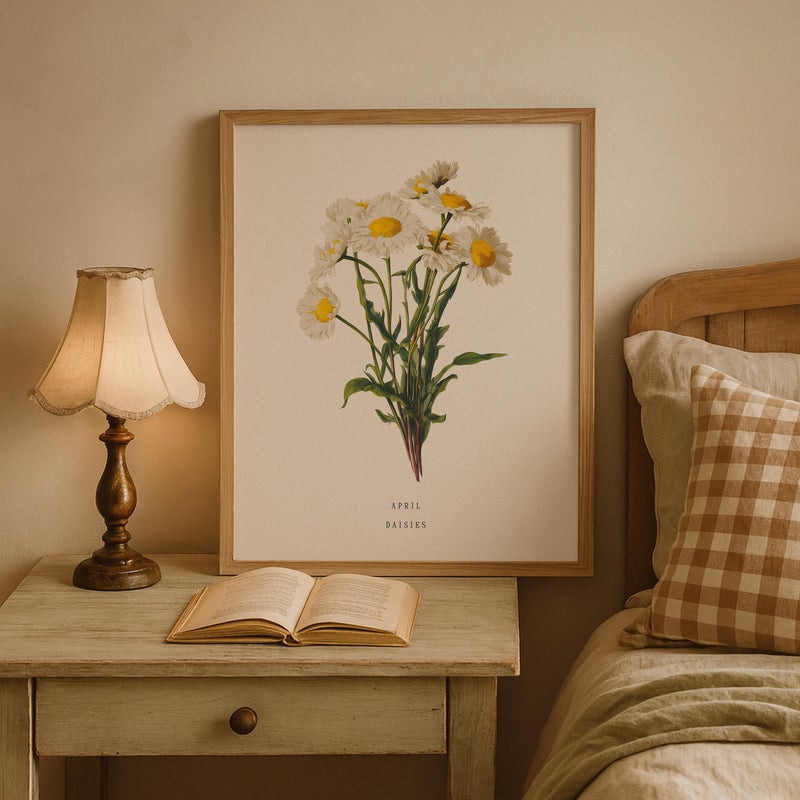 TNESSENTIAL April Daisy Birth Flower Wall Art Print: Vintage Botanical Poster, Spring Decor - Image 2