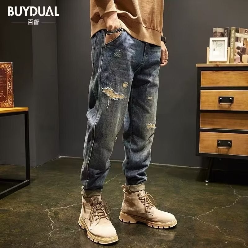 Unisex Classic Denim Jeans Loose Fit Daily Outdoor Wear - Image 3
