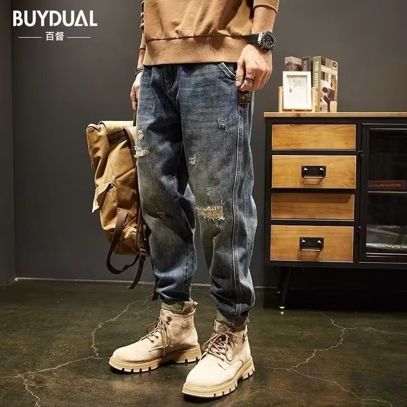 Unisex Classic Denim Jeans Loose Fit Daily Outdoor Wear - Image 1