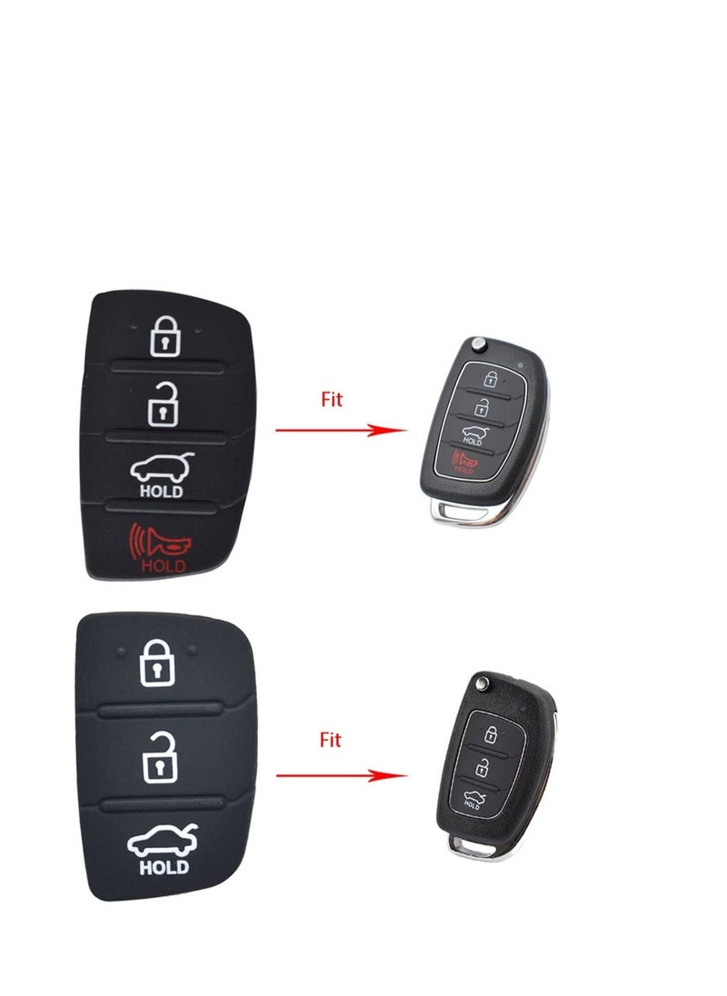 althiqahkey - Car Rubber Key Pad Fit Hyundai Tucson Santa Fe I20 Creta Elantra 3 Button Repair Car Key Shell Replacement Cover Fob Case Skin - Image 1