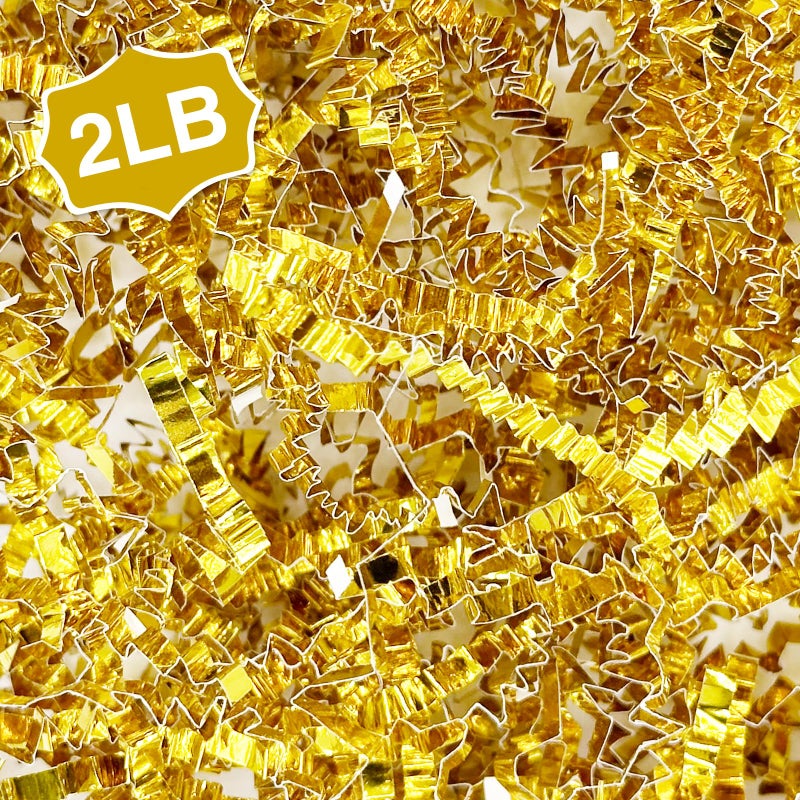 Corlcol 2LB Crinkle Cut Paper Shred Filler for Bag Gift Box Basket Confetti Paper Shreded Stuffing Decoration for Valentines Day Holiday PartyGold - Image 2