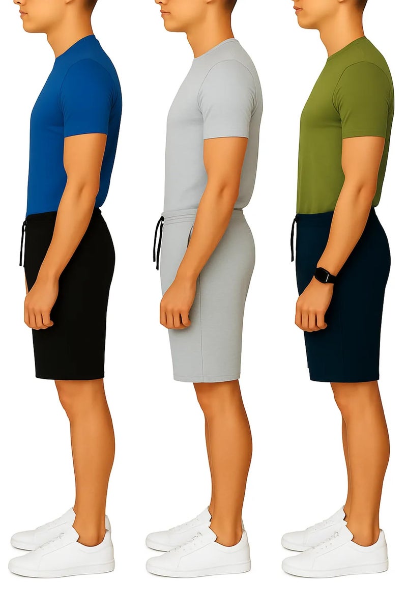 THE BLAZZE Men's Cotton Casual Night Zip Pocket Bermuda Shorts Man Men Combo Pack of 3 R001 VB4 Black 4XL - Image 1