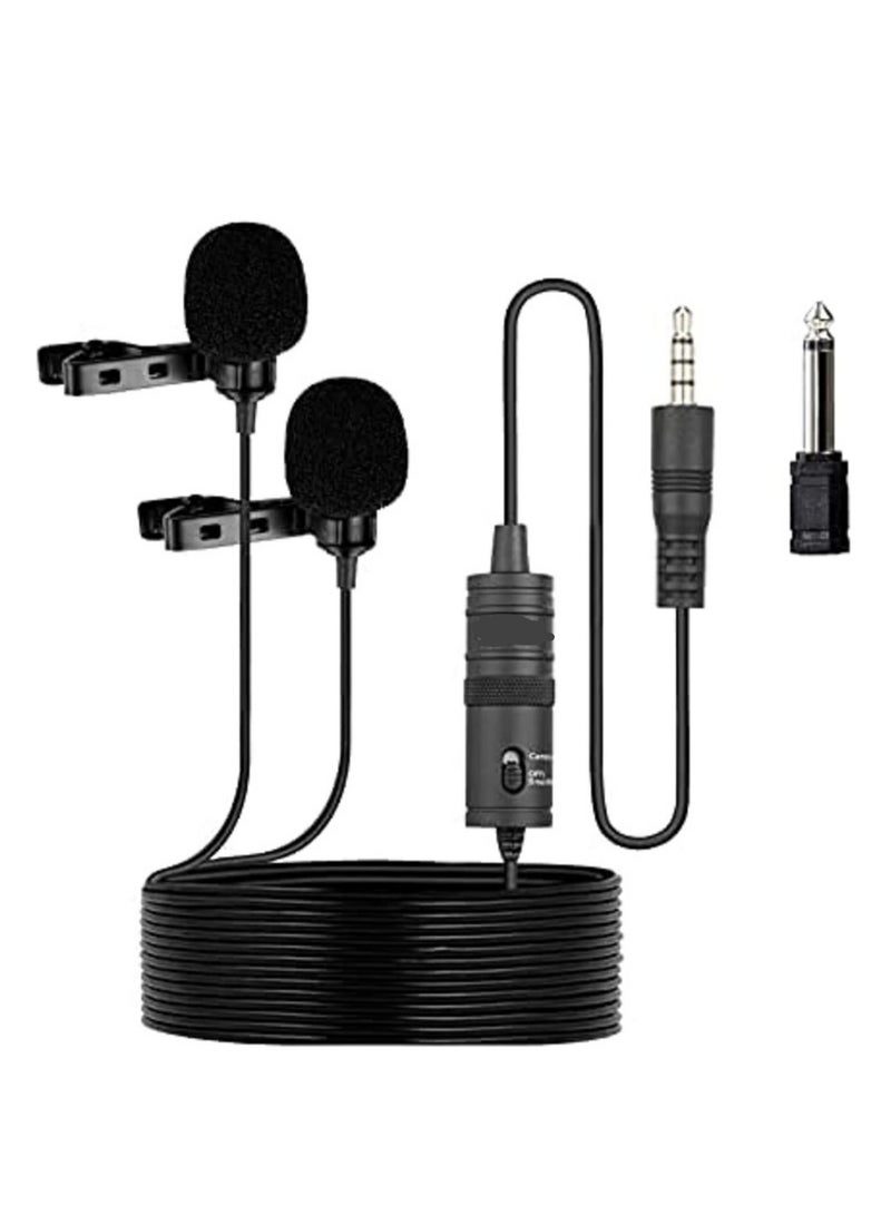 M1DM Dual Lavalier Microphone – Omnidirectional Clip-On Mic for Smartphones, Cameras & PCs – Ideal for Interviews, YouTube & Podcasts