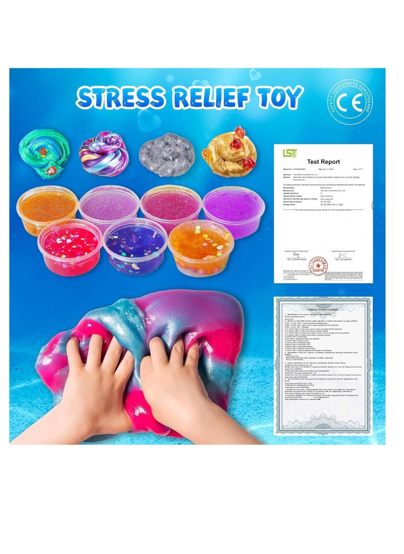 Mermaid Slime Kit for Kids - Stress Relief Toy Slime Making Kit for Girls Boys, Kids Art Craft, Crystal Clear Slime, Glitter, Fruit Slices, Fishbowl Beads Girls Fidget Toys Gifts for Kids (Mermaid)  - Image 5