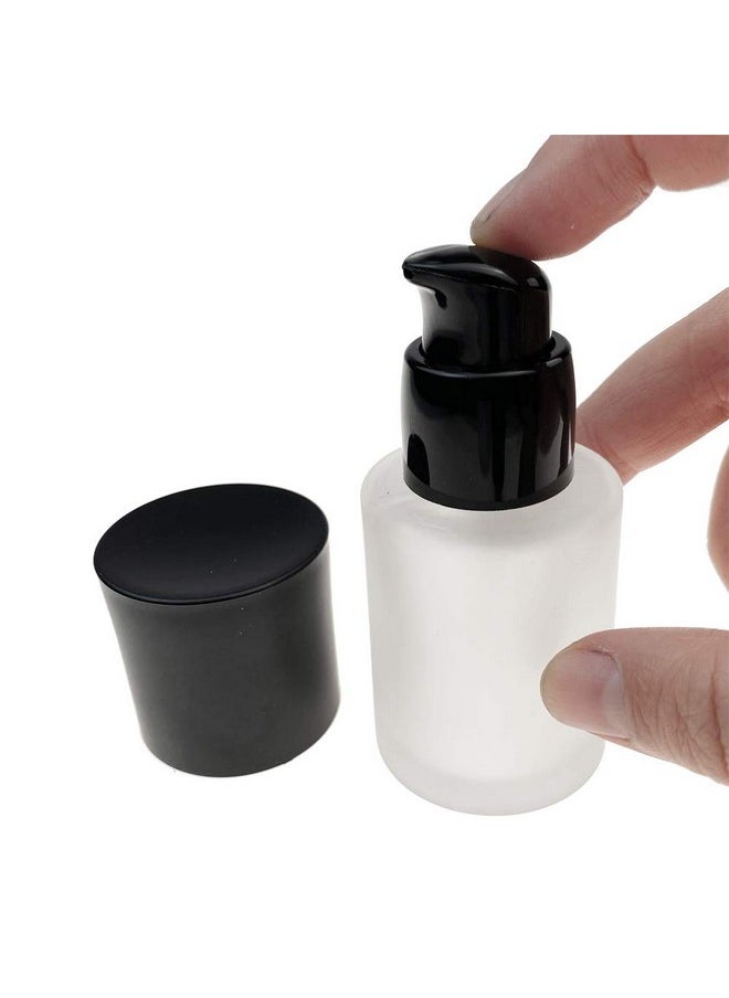 ericotry 2Pcs Empty Upscale Frosted Glass Pump Bottle Foundation Lotion Essence Emulsion Cosmetic Dispenser Storage Dispenser With Black Dust Cap Liquid  - Image 3