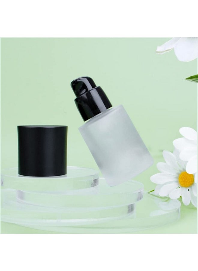 ericotry 2Pcs Empty Upscale Frosted Glass Pump Bottle Foundation Lotion Essence Emulsion Cosmetic Dispenser Storage Dispenser With Black Dust Cap Liquid  - Image 5