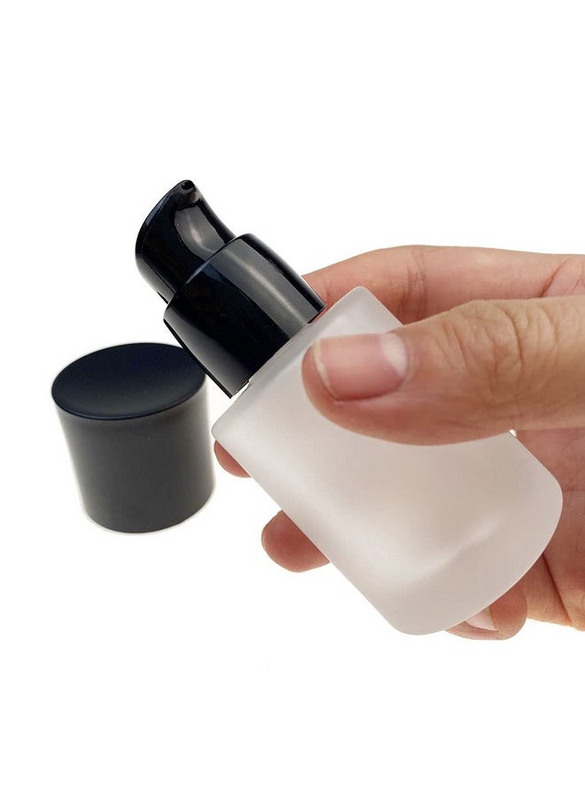 ericotry 2Pcs Empty Upscale Frosted Glass Pump Bottle Foundation Lotion Essence Emulsion Cosmetic Dispenser Storage Dispenser With Black Dust Cap Liquid  - Image 4
