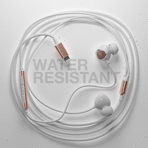 Thore iPhone Earphones (Apple MFi Certified) V110 in Ear Braided Wired Lightning Earbuds (Sweat/Water Resistant) Headphones with Mic/Volume Remote for iPhone 12/13/14 Pro Max - Gold - Image 2