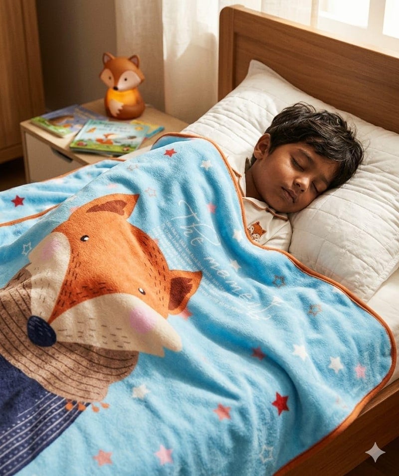 Butterthief Light Weight Cartoon Printed Blanket 100 x140 cm, 0-5 Years Soft Flannel for All Seasons Reversible Baby Blanket for Kids Toddlers New Born Boys & Girls - Image 1
